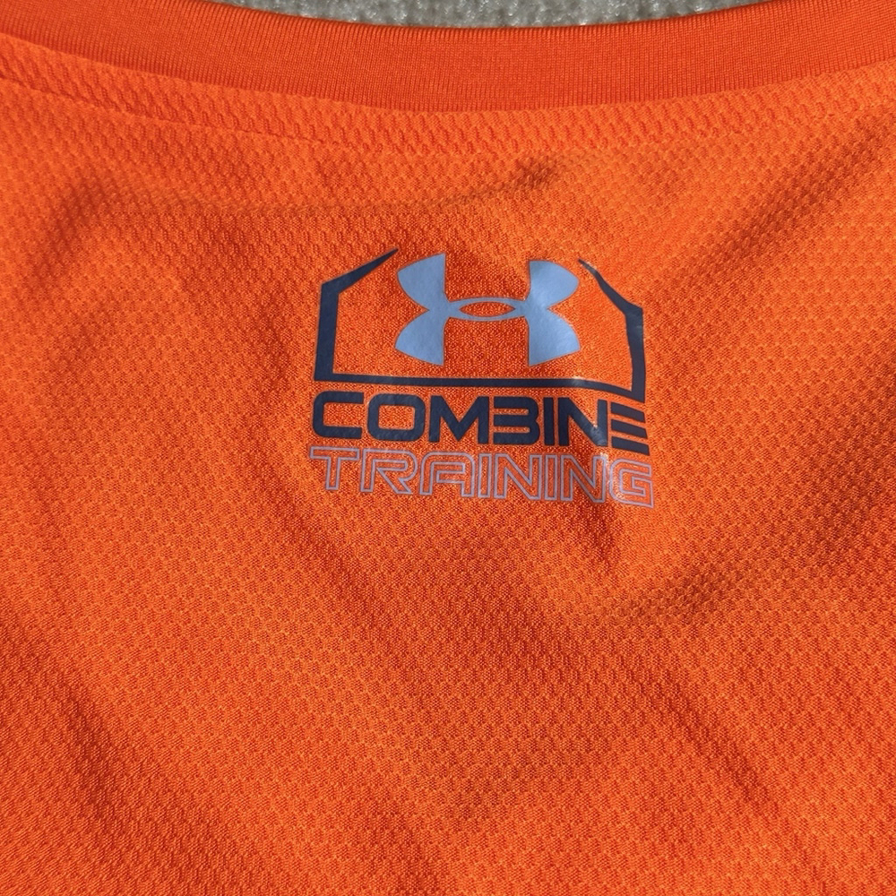Under Armour Shirt Mens 3XL Orange Combine Training HeatGear V-Neck Gym Tee - Picture 14 of 16